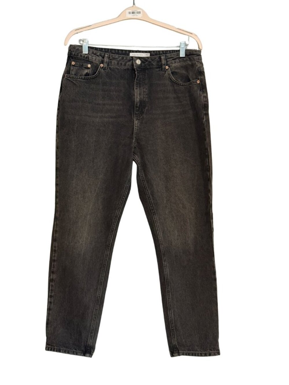 Topshop Hourglass Original High Rise Mom Jeans in Washed Black - Size W34